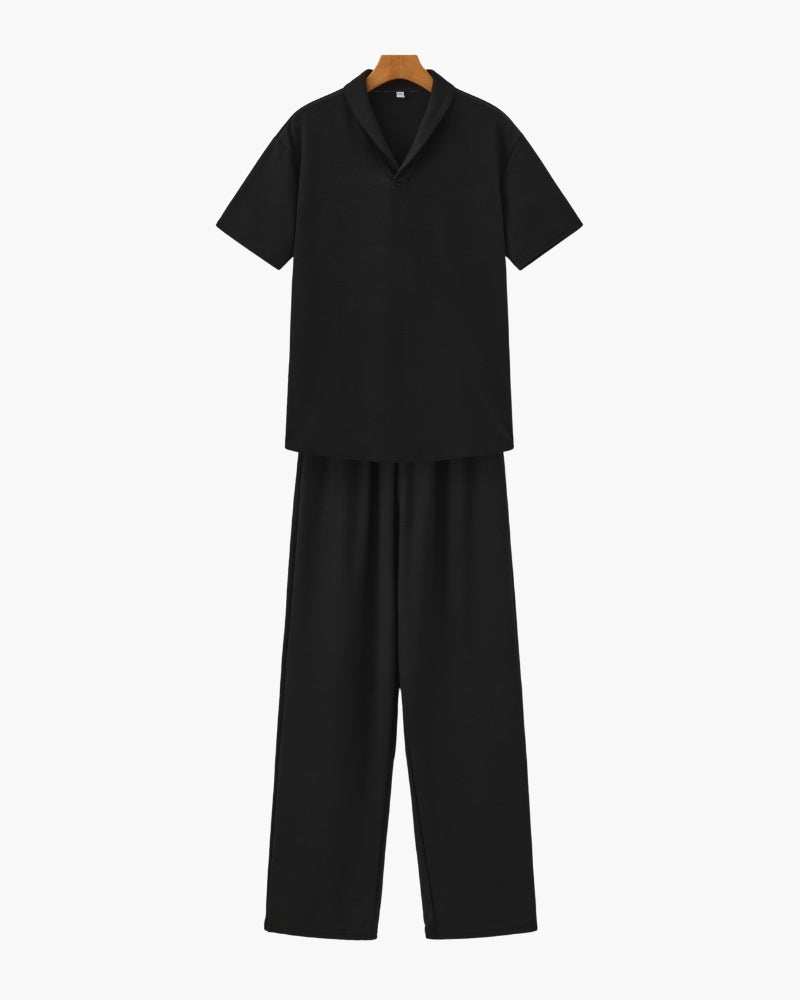 Men’s Casual Short Sleeve Shirt and Pants Set Relaxed Fit Everyday Outfit