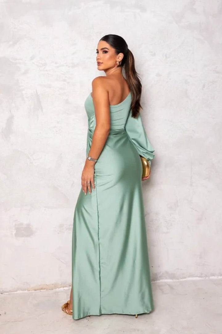 Satin One-Shoulder Dress in Elegant Valeria Style