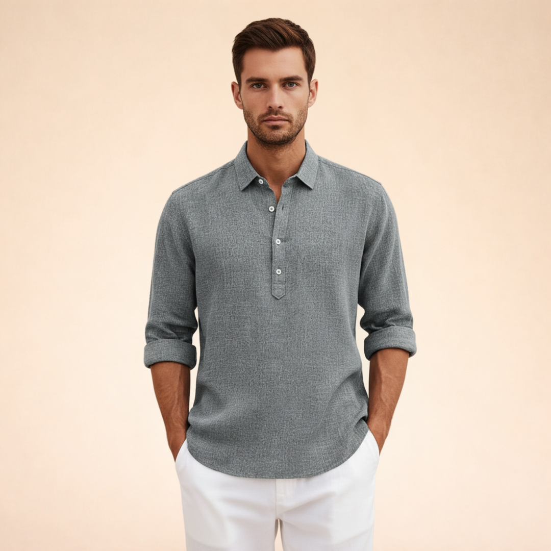 Men’s Polo Shirt Long Sleeve Casual Button Up Everyday Top