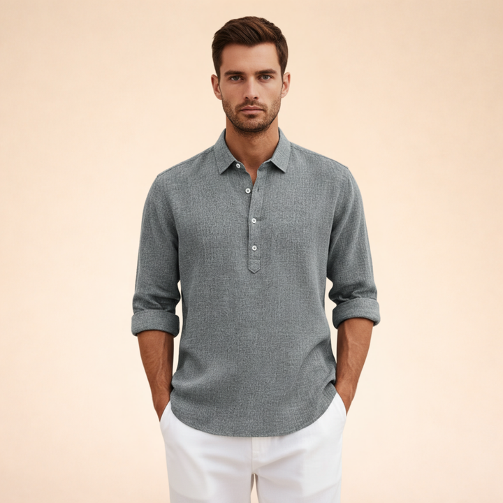 Men’s Polo Shirt Long Sleeve Casual Button Up Everyday Top