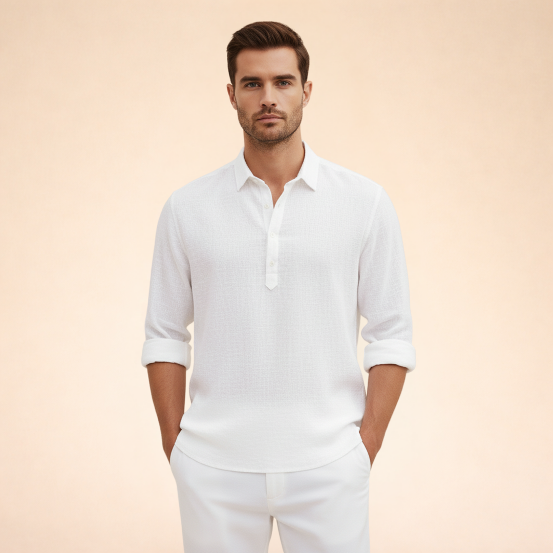Men’s Polo Shirt Long Sleeve Casual Button Up Everyday Top
