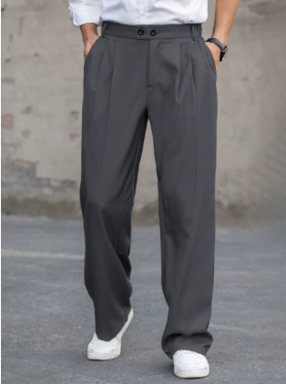 Wide Leg Pleated Dress Pants for Men - High Waisted
