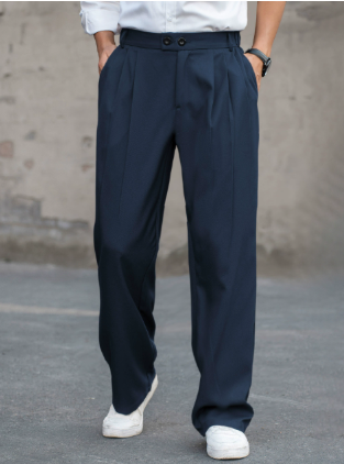 Wide Leg Pleated Dress Pants for Men - High Waisted