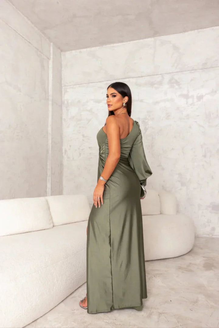 Satin One-Shoulder Dress in Elegant Valeria Style