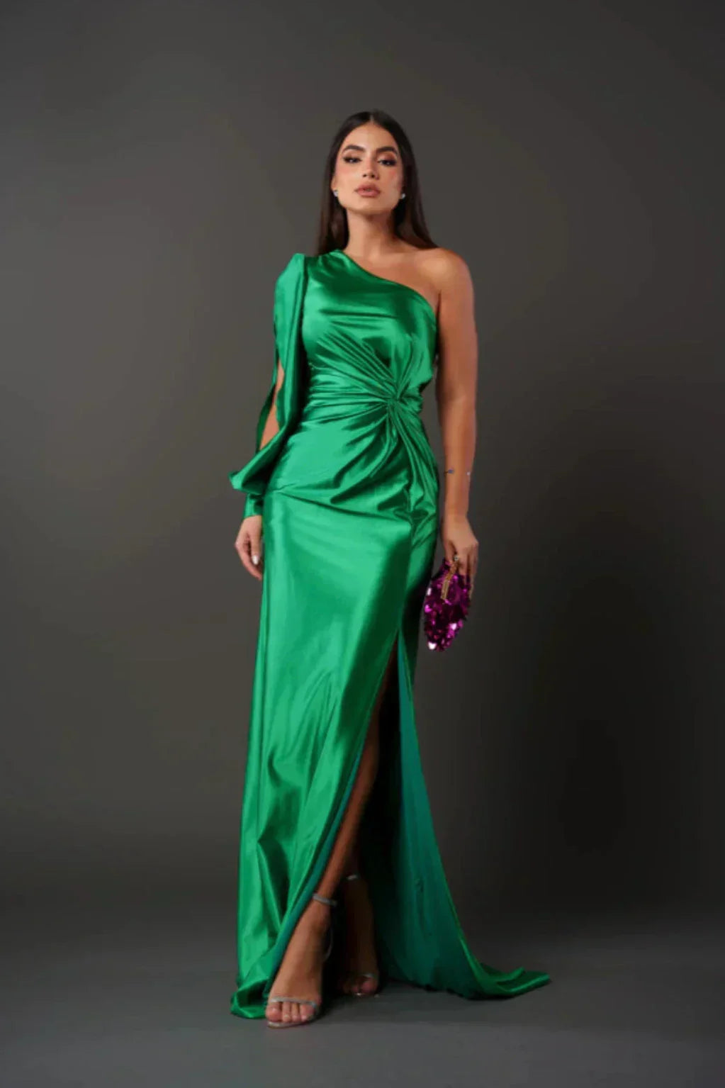 Satin One-Shoulder Dress in Elegant Valeria Style