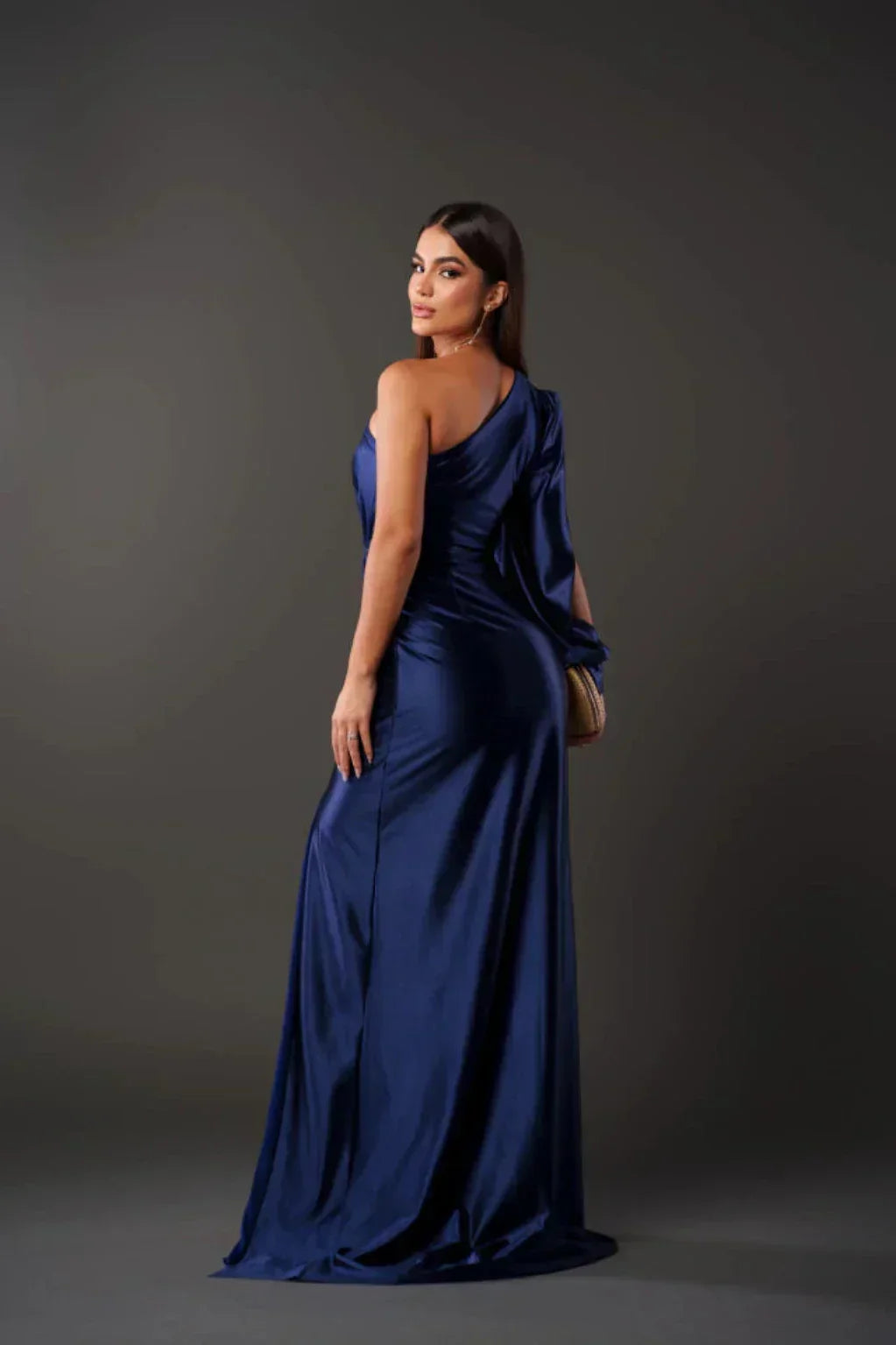 Satin One-Shoulder Dress in Elegant Valeria Style