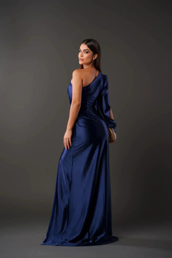 Satin One-Shoulder Dress in Elegant Valeria Style