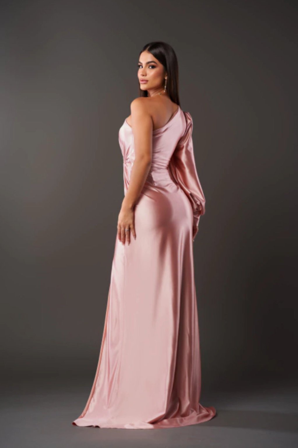 Satin One-Shoulder Dress in Elegant Valeria Style