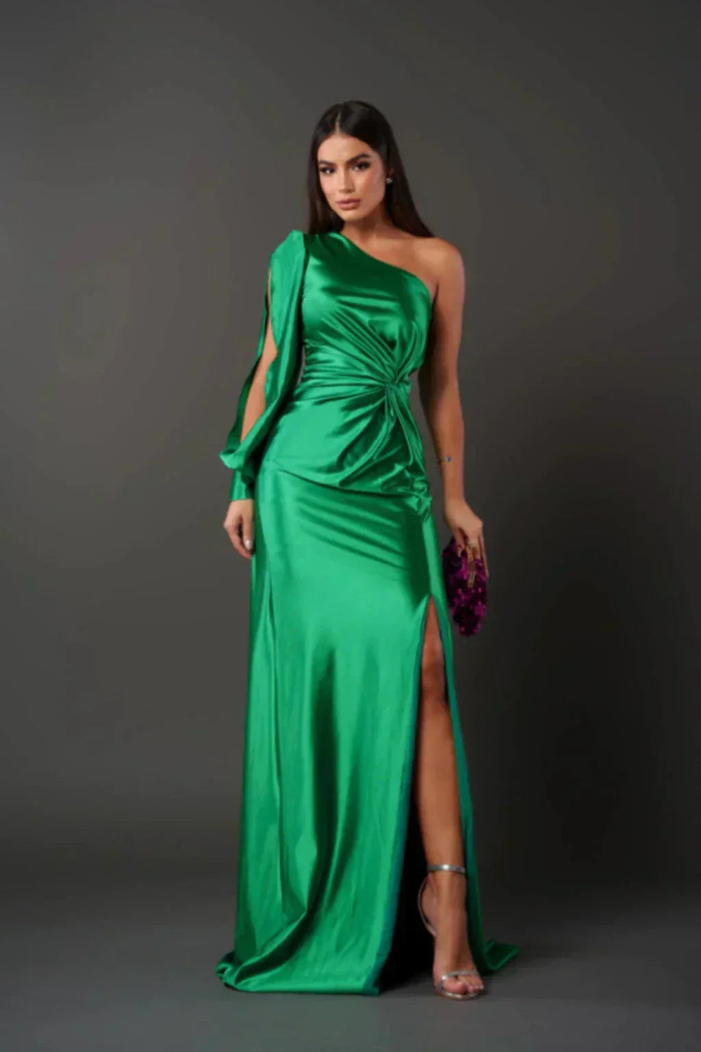 Satin One-Shoulder Dress in Elegant Valeria Style