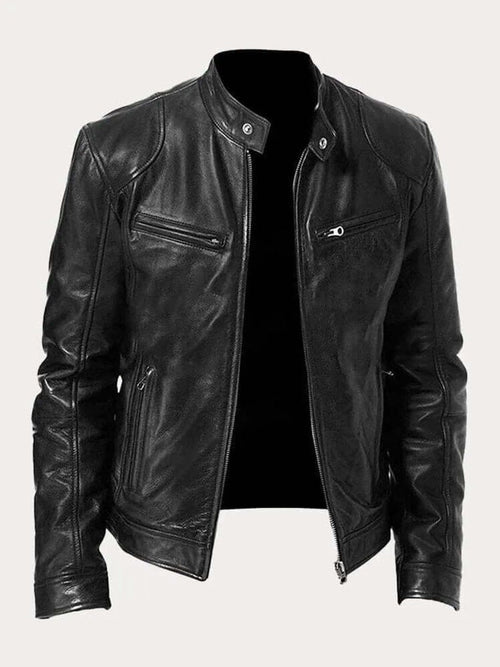 Aiden | Men's Classic Biker-Style Zip-Up Leather Jacket