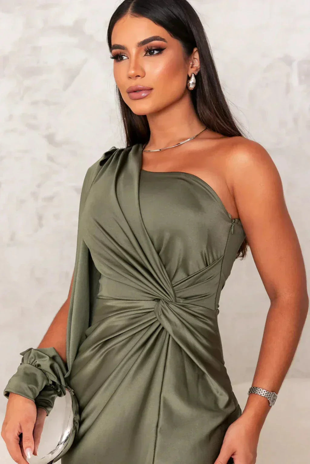 Satin One-Shoulder Dress in Elegant Valeria Style