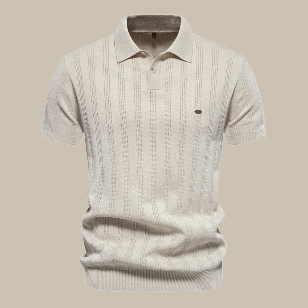 Slim Fit Polo Shirt for Men - Short Sleeve Textured
