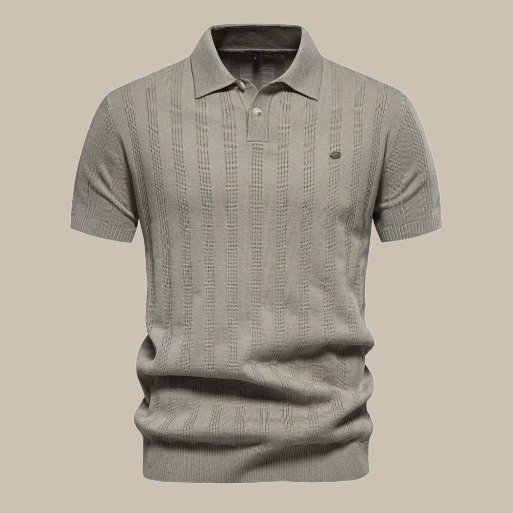 Slim Fit Polo Shirt for Men - Short Sleeve Textured